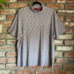 Venezia Mock Neck Short Sleeve Top Mélange Effect